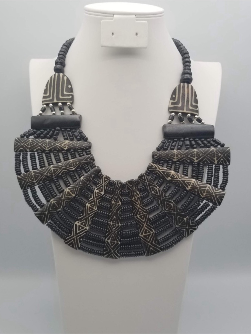 Handcrafted Black Tribal Statement Necklace